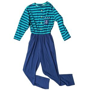 Hang Ten Vintage Striped Jumpsuit Size Small Nautical Sailor Anchor Onesie Retro